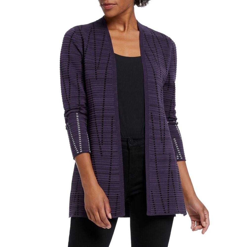 NIC & ZOE Desire Horizontal Ribbed Open Front Cardigan Women’s Size Small